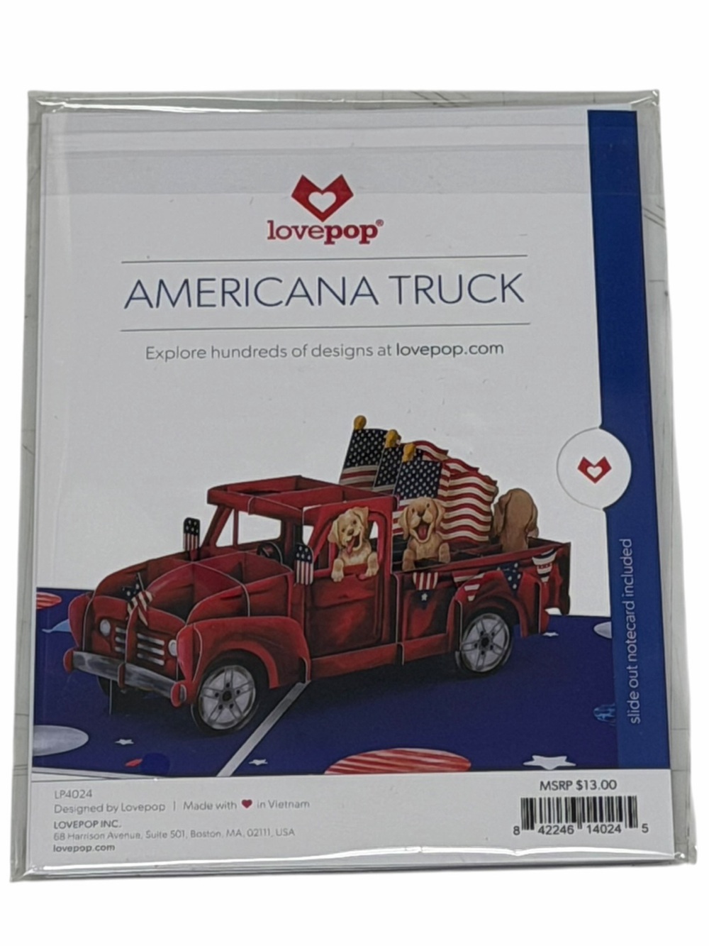Love Americana Truck Red Pop-Up Card